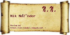 Nik Nándor névjegykártya